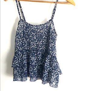 Navy and White Floral Strappy layered Cami Small